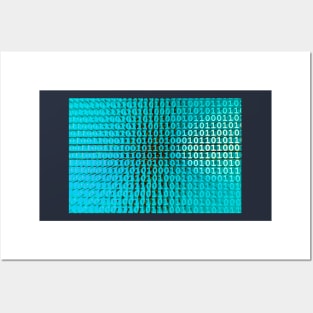 Binary Numbers, Computer Talk, Light Blue Posters and Art